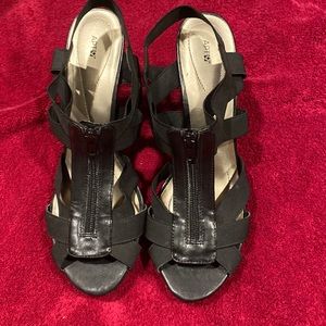 Apt 9 Black Zip Up, Elastic Strapped Heels , Size 10